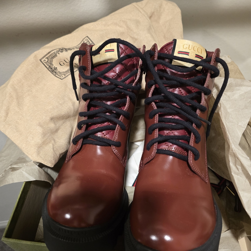 Gucci Red Leather Boots